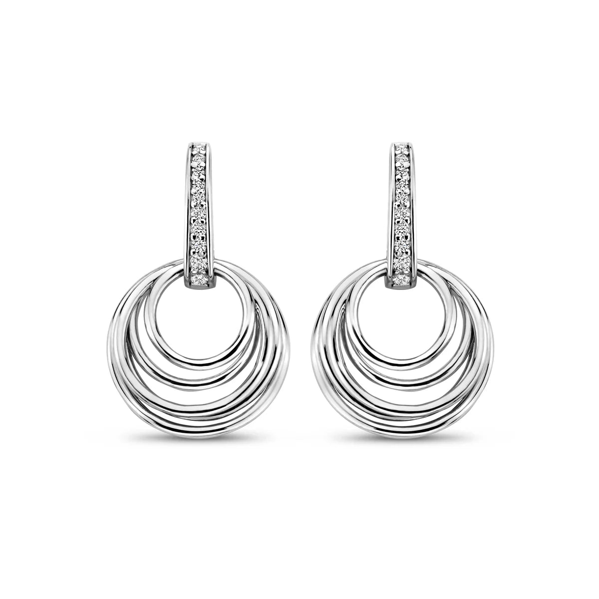 Naiomy silver drop earrings circles N4B52