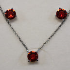 Spark Silver Necklace Round Red Swarovski Crystal Pendant NP1088SS29SC