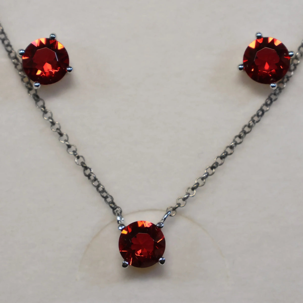 Spark Silver Necklace Round Red Swarovski Crystal Pendant NP1088SS29SC