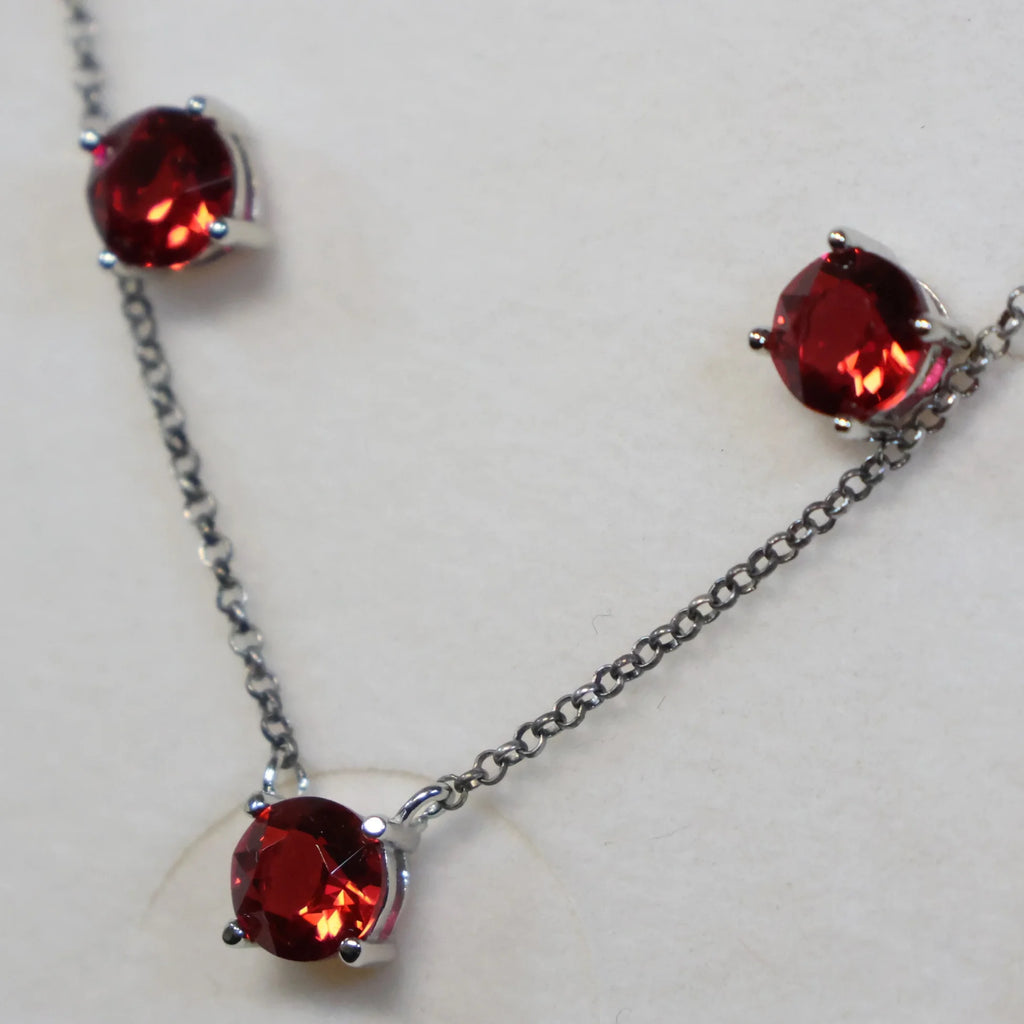 Spark Silver Necklace Round Red Swarovski Crystal Pendant NP1088SS29SC