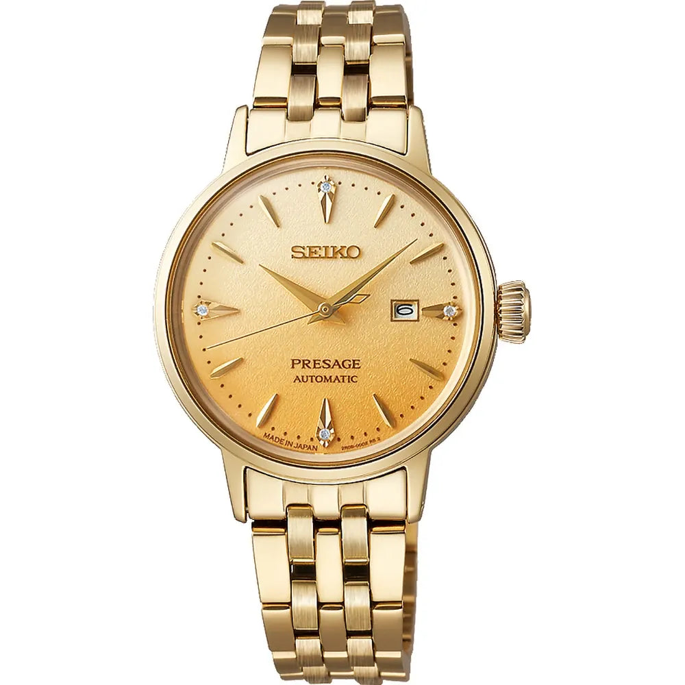 Seiko Presage watch SRE018J1 automatic ladies gold diamond
