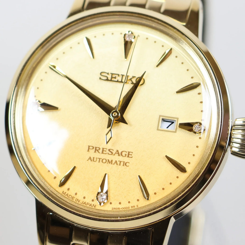 Seiko Presage watch SRE018J1 automatic ladies gold diamond