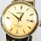 Seiko Presage watch SRE018J1 automatic ladies gold diamond
