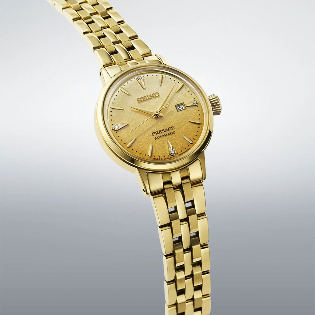 Seiko Presage watch SRE018J1 automatic ladies gold diamond