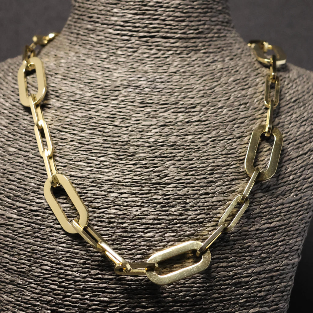 Stainless Steel Necklace large and small elongated links RY291