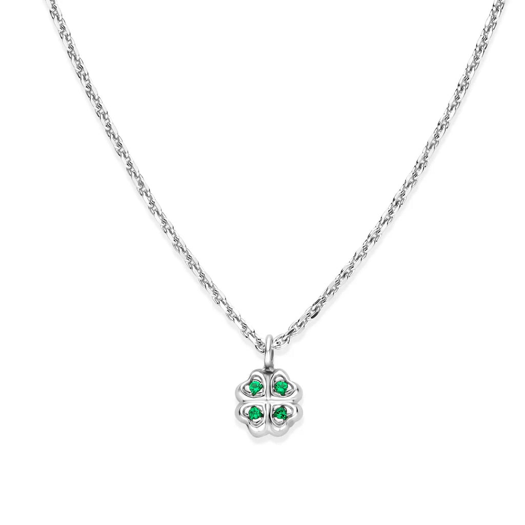 Naiomy Princess silver children's necklace green clover zirconia PI141