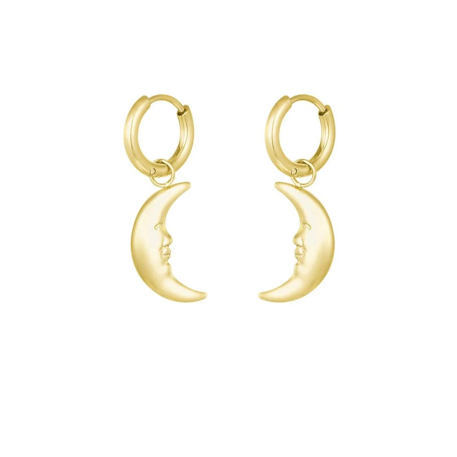 Stainless Steel yellow Half Moon Earrings