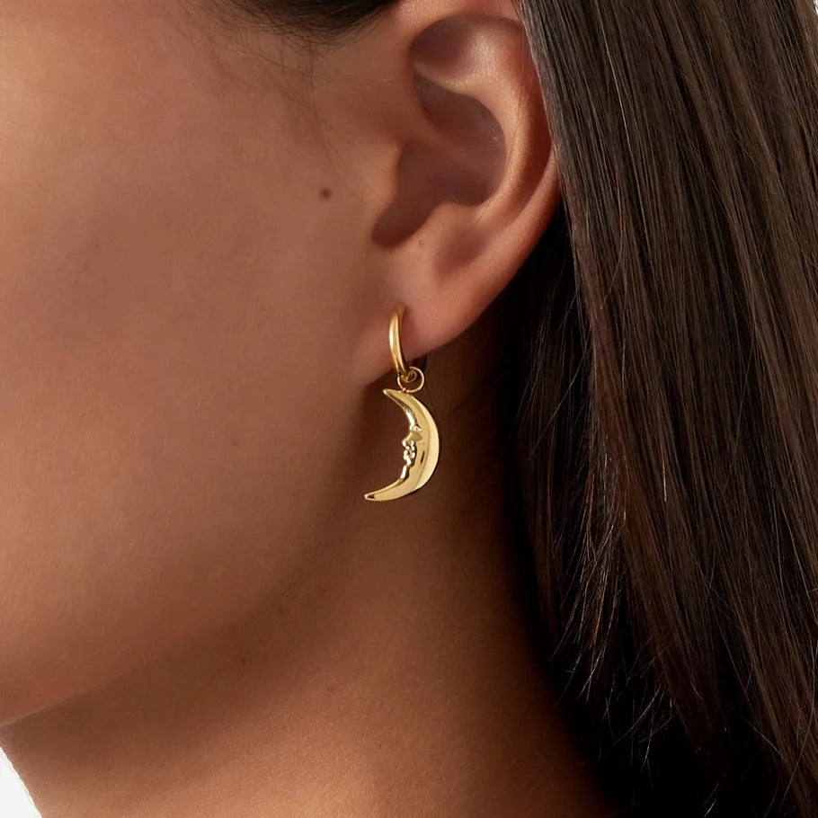 Stainless Steel yellow Half Moon Earrings