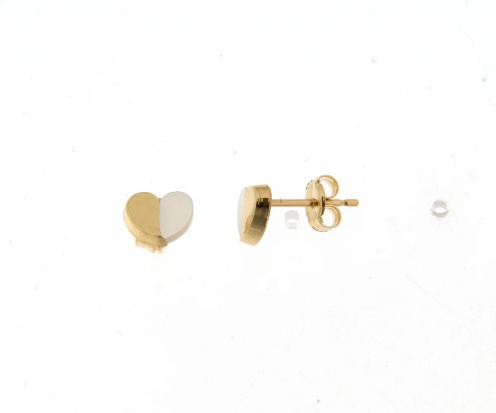 18 carat gold heart earrings with mother of pearl 064542