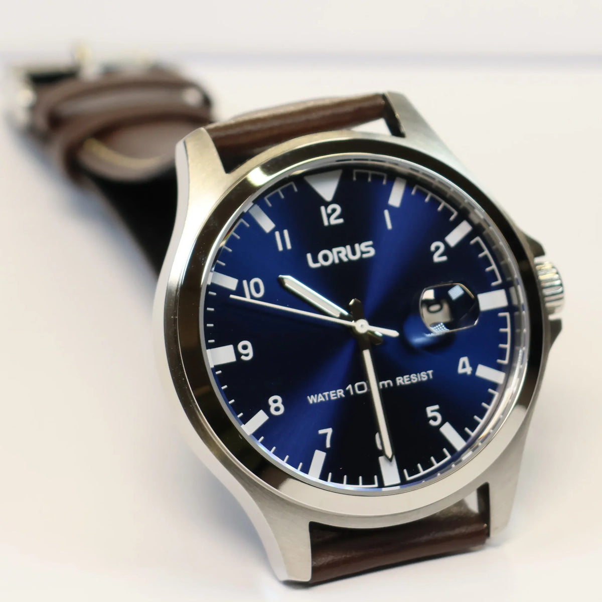 Lorus watch men RH963KX8 blue dial leather strap