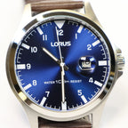 Lorus watch men RH963KX8 blue dial leather strap