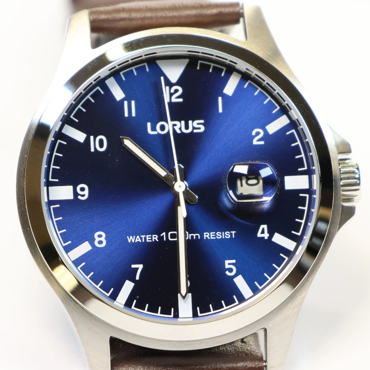 Lorus watch men RH963KX8 blue dial leather strap