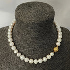 Pearl necklace 46cm 18 carat yellow gold ball clasp 11mm freshwater pearl