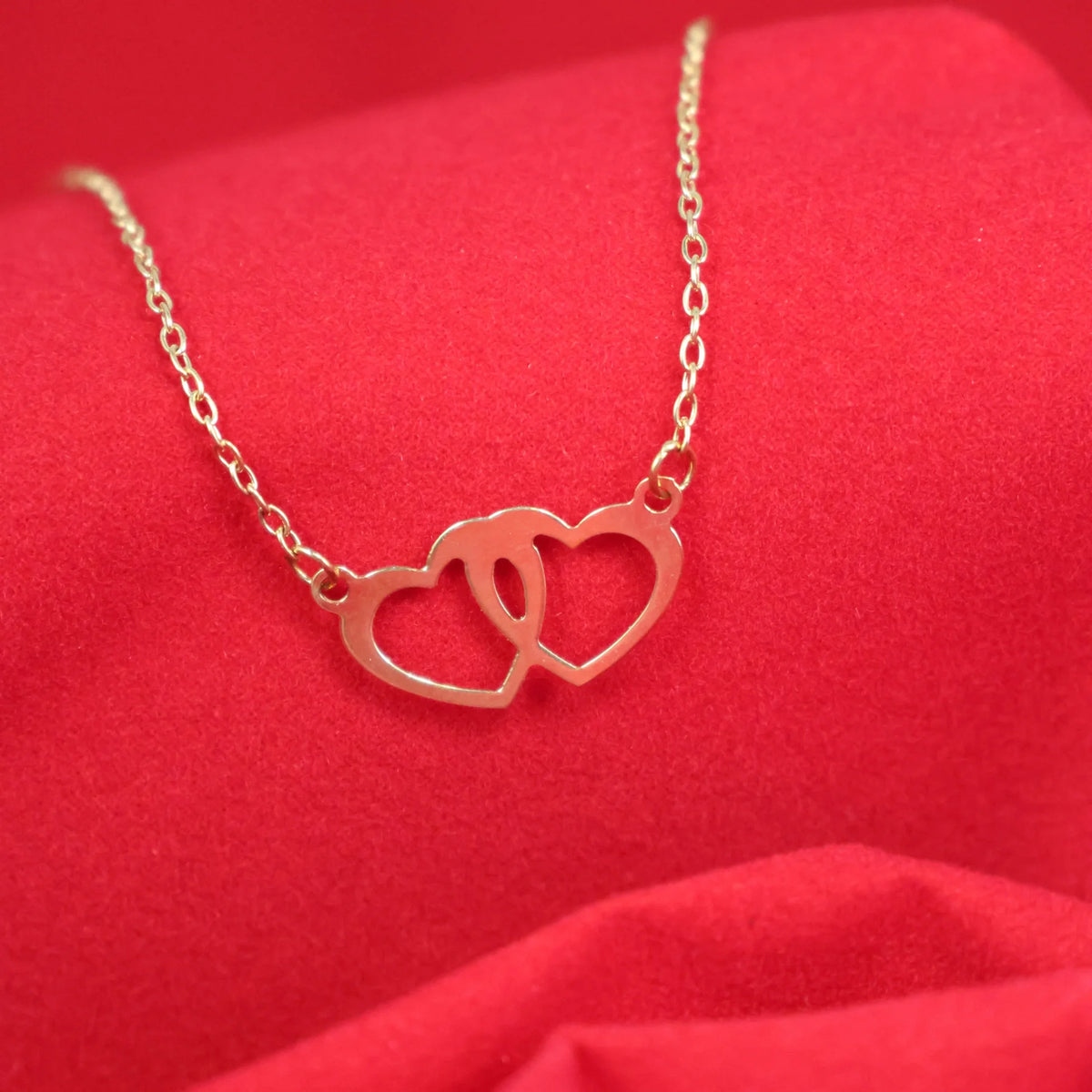 Gold Necklace double heart 065161/42