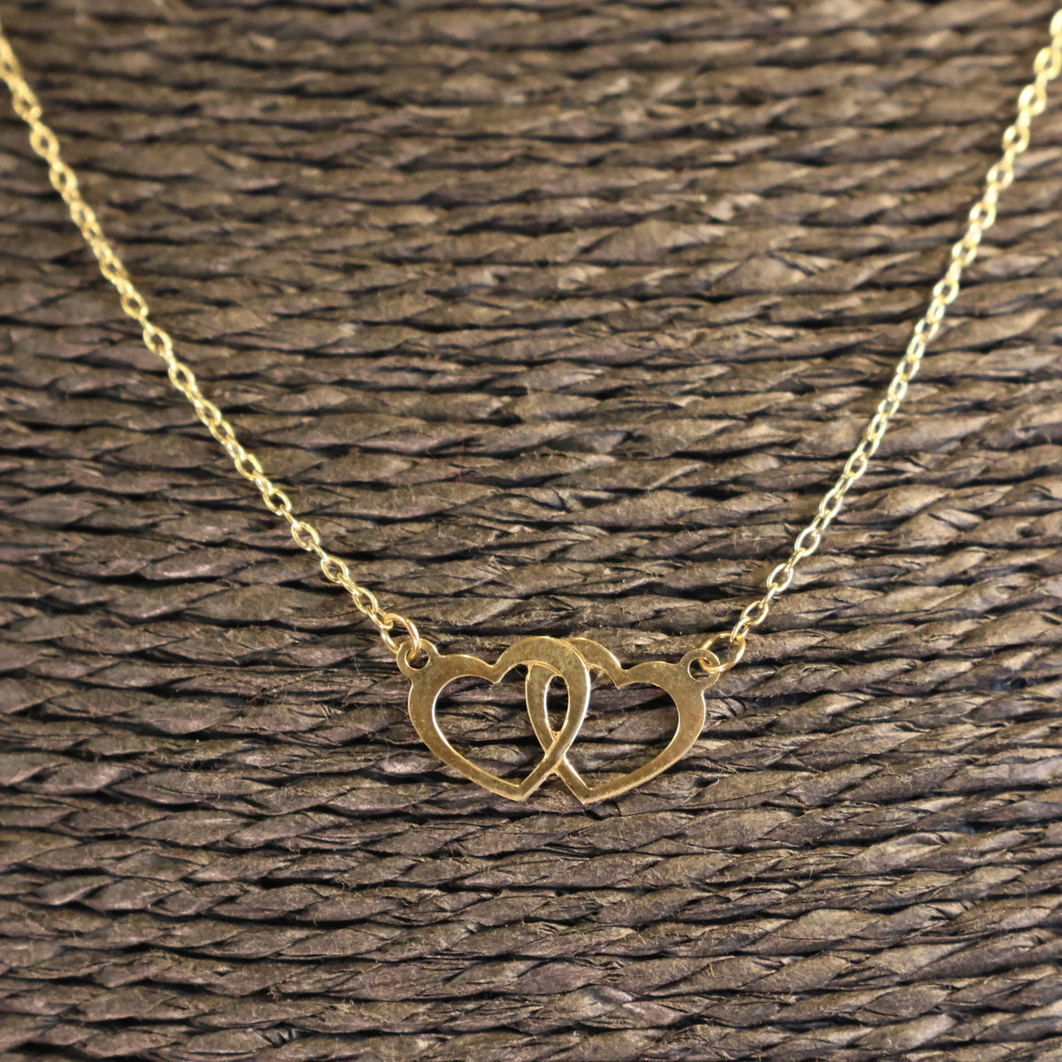 Gold Necklace double heart 065161/42