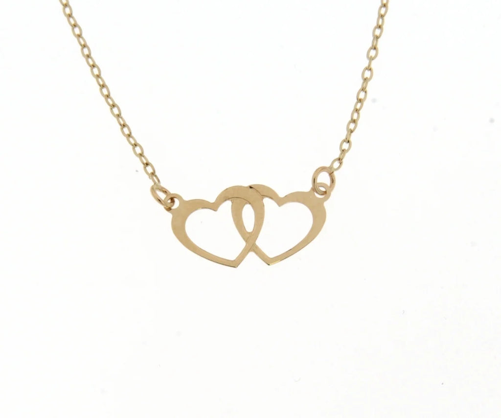Gold Necklace double heart 065161/42