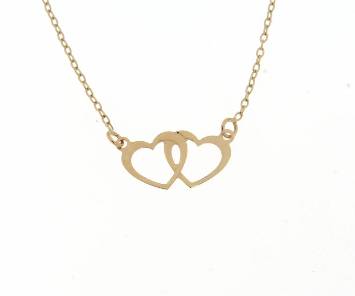 Gold Necklace double heart 065161/42