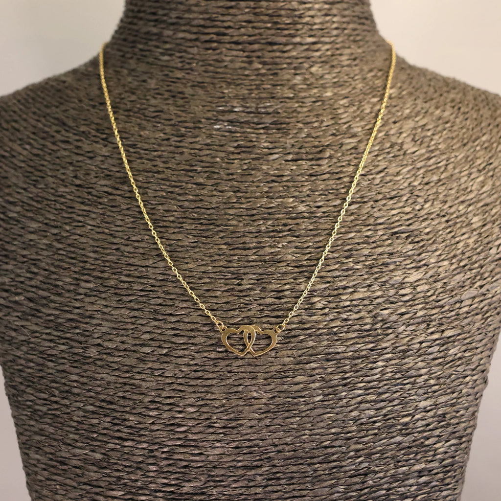 Gold Necklace double heart 065161/42