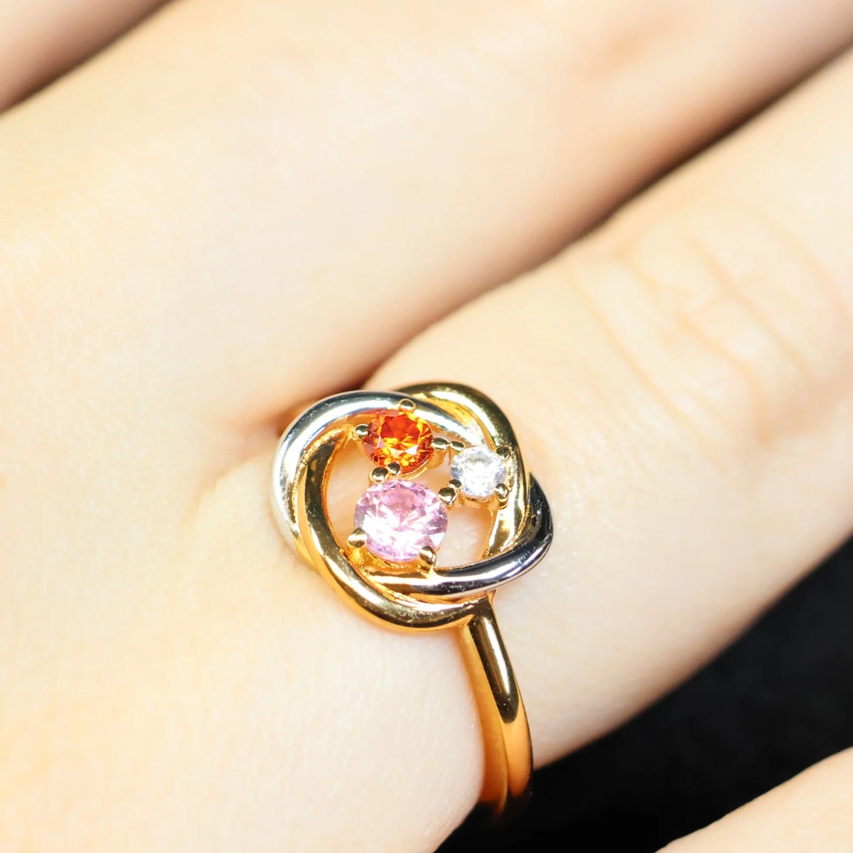 Naiomy bicolor silver ring wreath colored zirconia N5F57